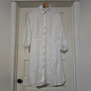 NWT Mario Romano White Linen Dress